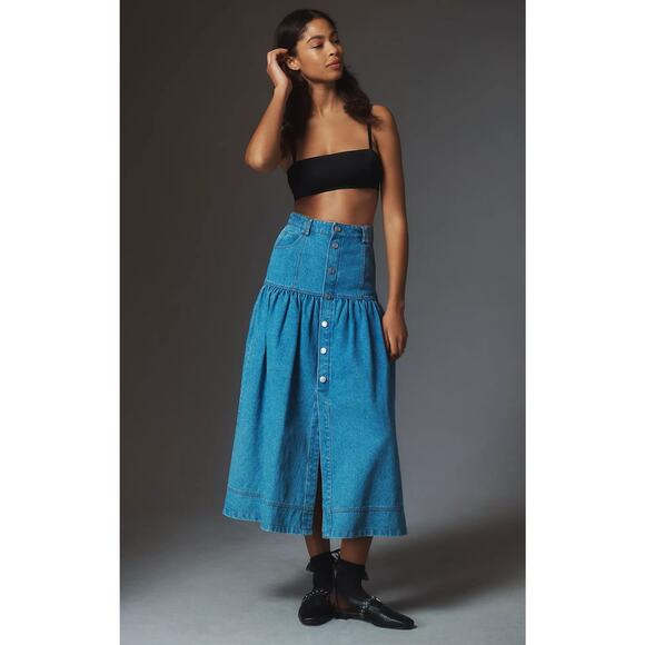 Anthropologie Dresses & Skirts - Anthropologie Denim Midi Skirt - New XS